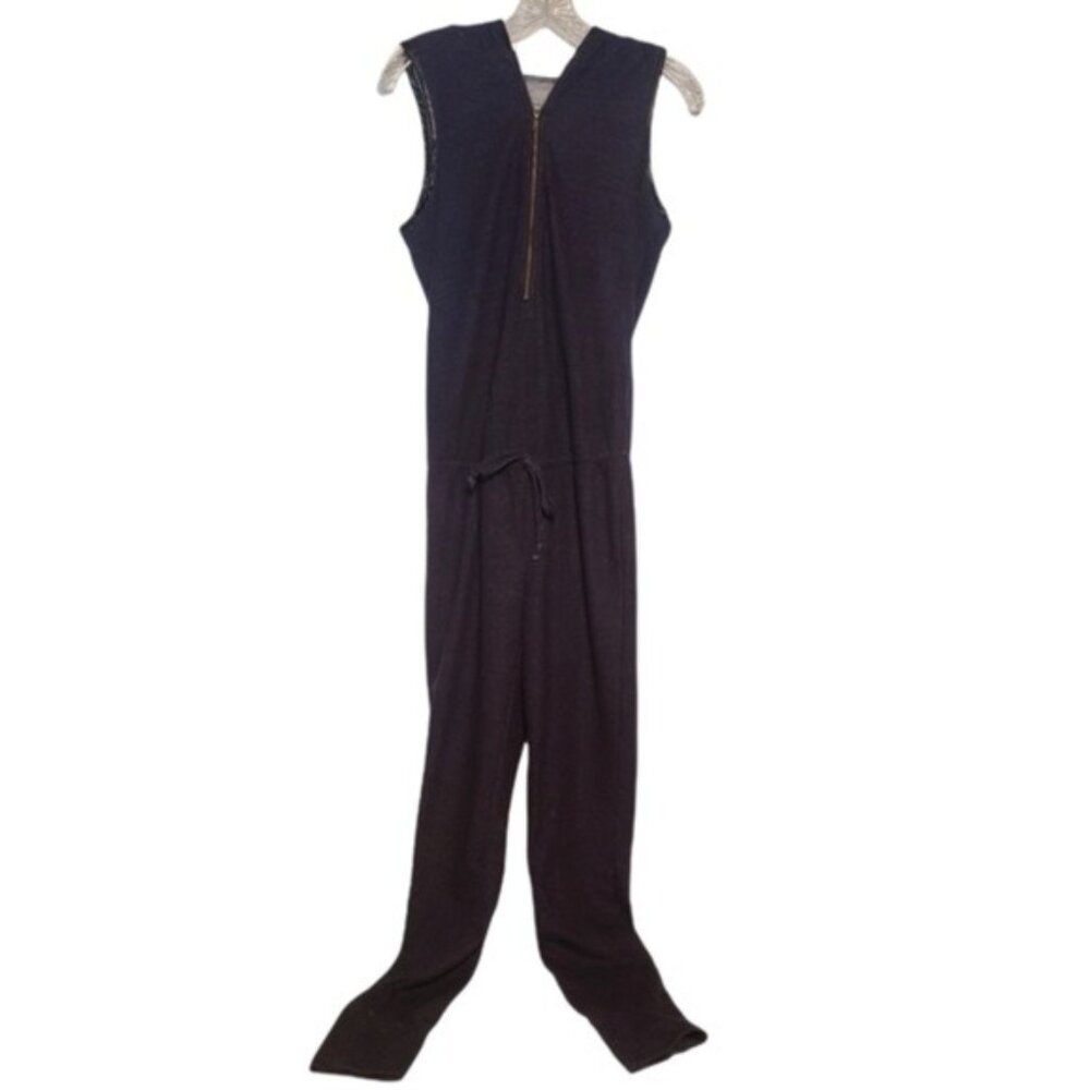 Women's Almost Famous Blue Hooded Jumpsuit Soft Stretch S